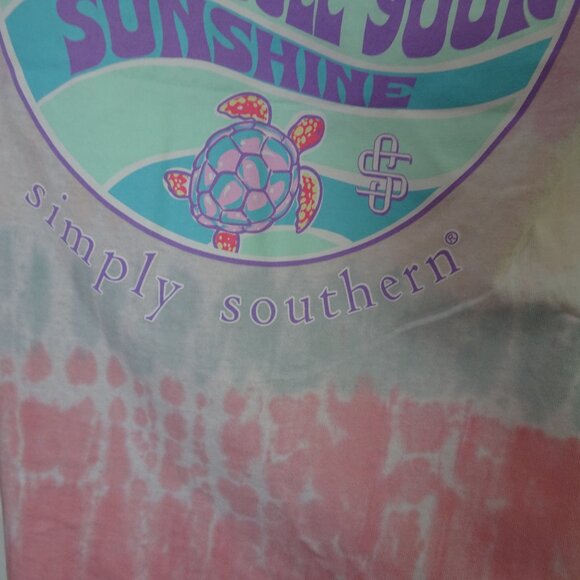 SIMPLY SOUTHERN Woman's Size M Pink S. Sleeve T-Shirt Turtle Rescue - Picture 5 of 6